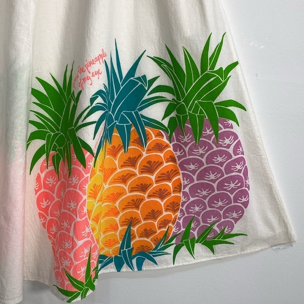 Vintage Hawaiian 80's Skirt Pineapple Print Cotton Pockets - Picture 4 of 13